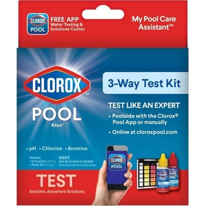 image:imageClorox PoolampSpa Swimming Pool 3Way Water Test Kit Accurately Measures Bromine Chlorine and pH Levels Pack of 1Blue